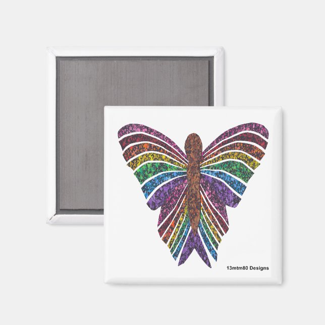 Imã Borboleta Arco-íris (branca) - ímã (Front/Back)