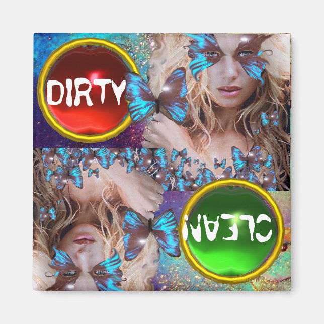 IMÃ BORBOLETA AZUL COM FAÍSCAS VERDES DOURADAS (Frente)