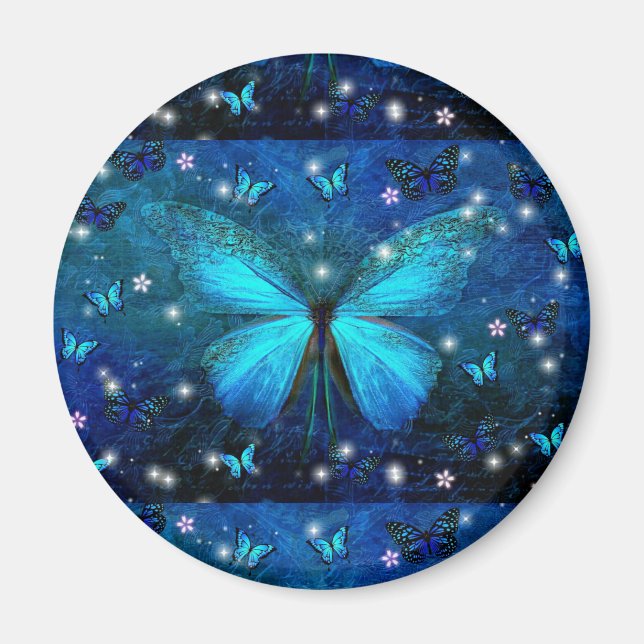 Imã Borboleta Azul Elegante (Frente)