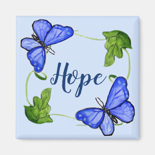 Imã Borboleta Azul Personalizada Com Imagem De Vinhas