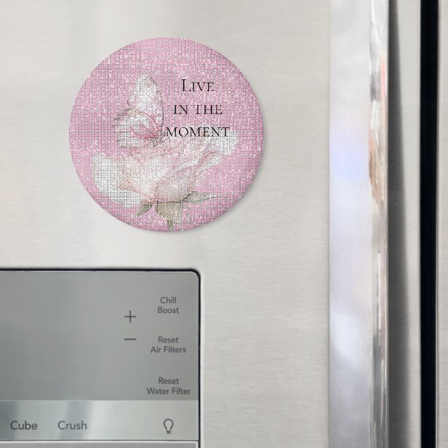 Imã Borboleta Brilho Rosa Bege  (In Situ (Fridge))