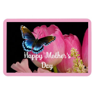 Ímã Borboleta Com Flores Fotográficas