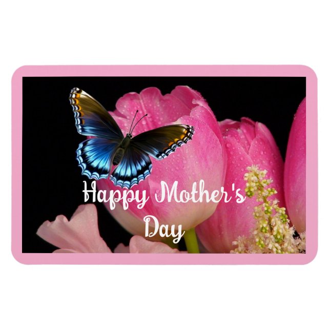 Ímã Borboleta Com Flores Fotográficas (Horizontal)