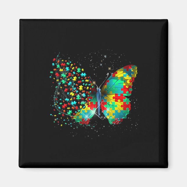 Imã Borboleta Conscientização do Autismo Presente Paz  (Frente)
