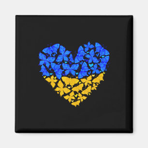 Imã Borboleta Coração Bandeira da Ucrânia Vintage Amor