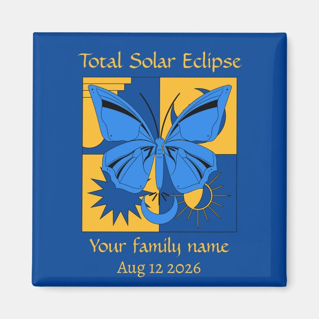 Imã Borboleta de Eclipe Solar Total Personalizada (Frente)
