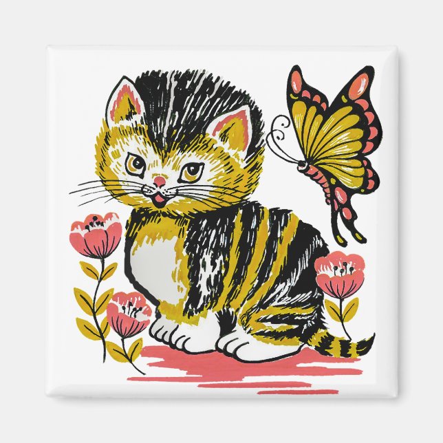 Imã Borboleta de Kitten 2 Polegadas (Frente)