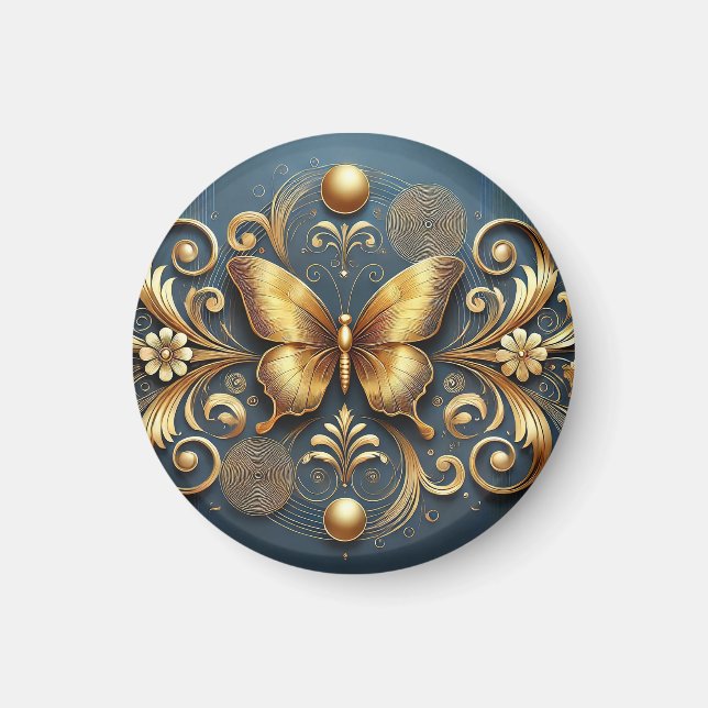 Imã ✨ Borboleta Dourada Acento Decorativo 🦋 (Frente)