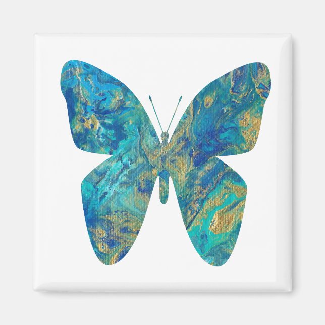 Imã Borboleta Dourada e azul (Frente)