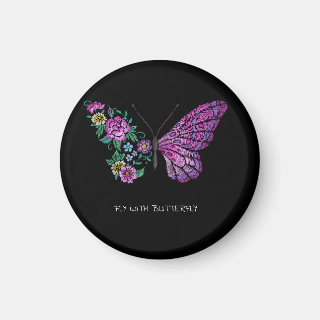 Imã borboleta e borboletas florais de flores (Frente)