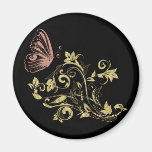Imã Borboleta floral dourada