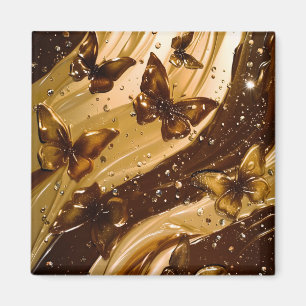 Imã Borboleta Glam Abstrata Metálica Dourada