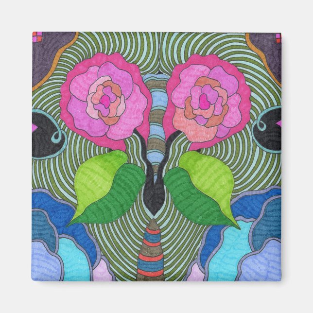 Imã Borboleta — Grandes Rosa (Frente)