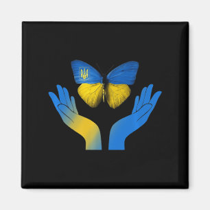 Imã Borboleta-Mão Ucrânia Bandeira Ucraniana Sente-Se