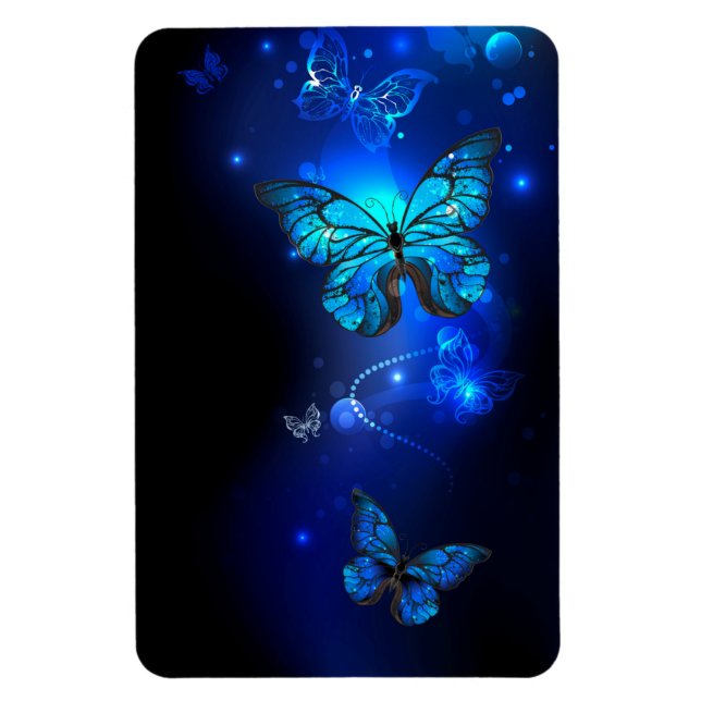 Ímã Borboleta Morpho em Fundo Escuro (Vertical)