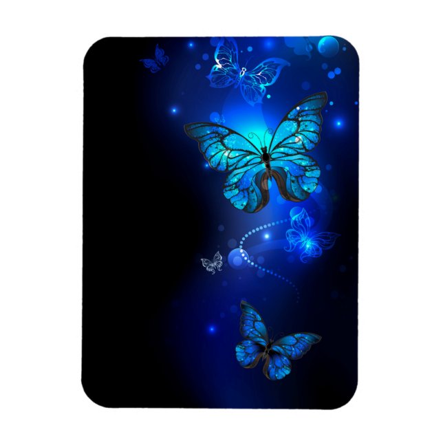 Ímã Borboleta Morpho no Fundo Escuro (Vertical)