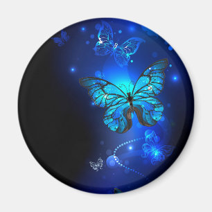 Imã Borboleta Morpho no Fundo Escuro