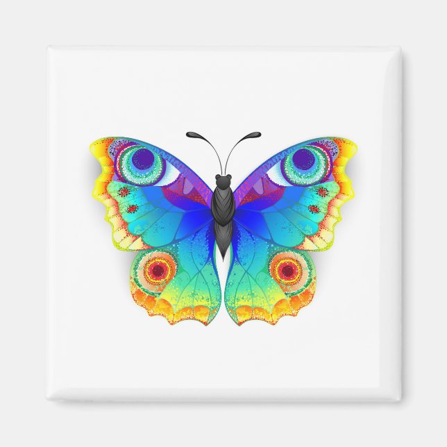 Imã Borboleta Pavão Olho de Arco-Íris (Frente)