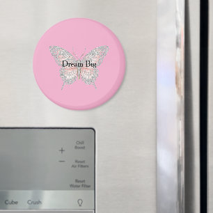 Imã Borboleta Prateada Rosa Personalizada