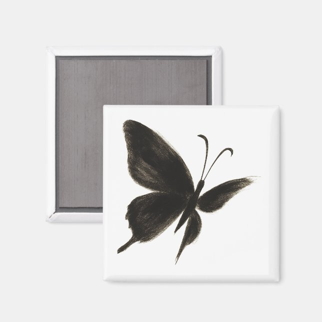 Imã Borboleta Preta - Design de asa elegante (Front/Back)