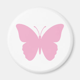 Imã Borboleta Rosa Design Simples Redondo