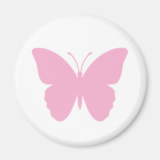 Imã Borboleta Rosa Design Simples Redondo