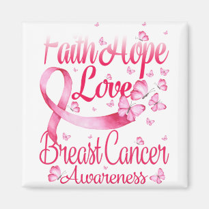 Imã Borboleta Rosa Fé Esperança Amor Cancer