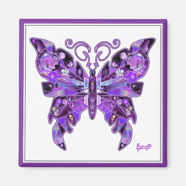 Imã Borboleta Roxa 31 Magnet (Frente)
