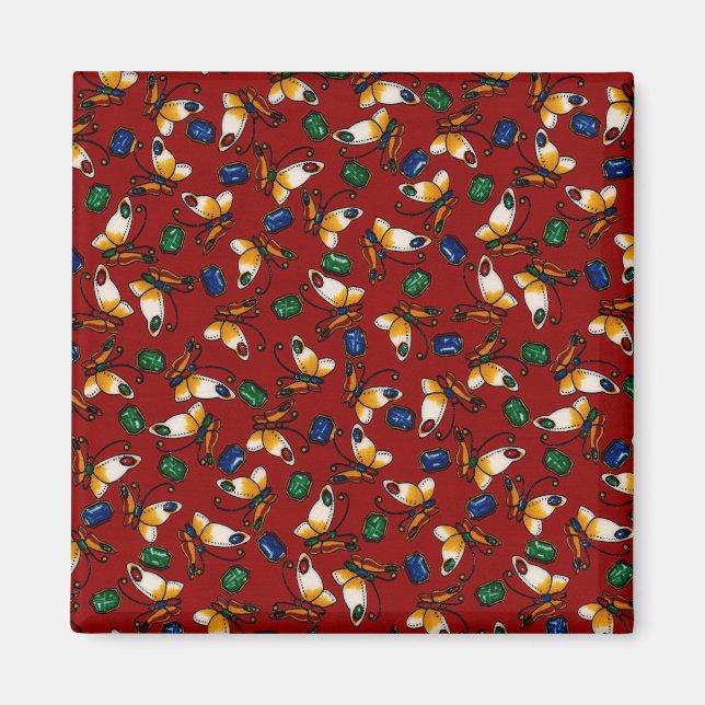 Imã Borboletas brancas laranja, Emerald, Sapphire em v (Frente)