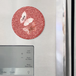 Imã Borboletas de Amor Alegria Rosa Brilho Vermelho