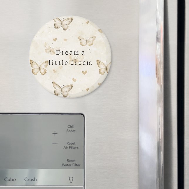Imã Borboletas de Creme Sonham Corações  (In Situ (Fridge))