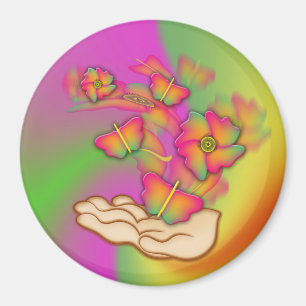 Imã Borboletas e flores