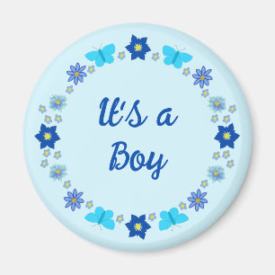 Imã Borboletas e flores do menino azul personalizadas