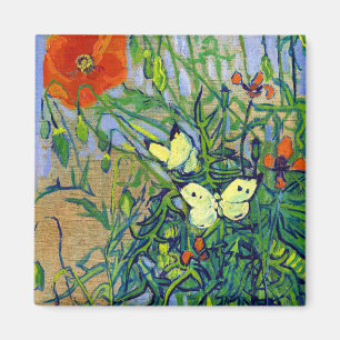 Imã Borboletas e papoilas de Vincent van Gogh