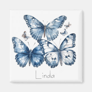 Imã Borboletas em Azul de Delft, personalizável
