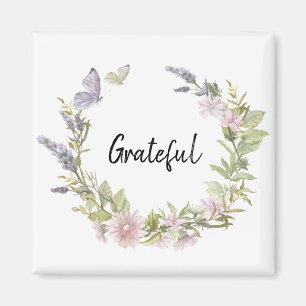 Imã Borboletas Grateful Floral Wreath Refrigerator