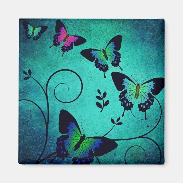 Imã Borboletas Joia Ornamentais Azul Turquesa (Frente)