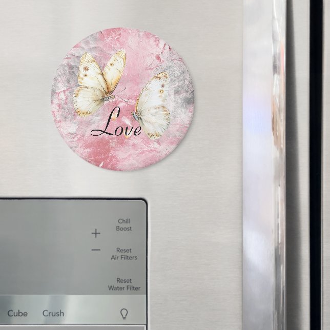 Imã Borboletas Prateadas Rosa Amor (In Situ (Fridge))