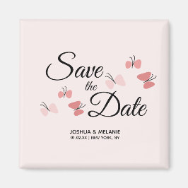 Imã Borboletas Românticas Rosa Save the Dates