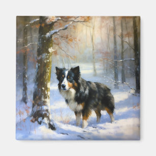 Imã Borda Collie Deixe-o nevar no Natal