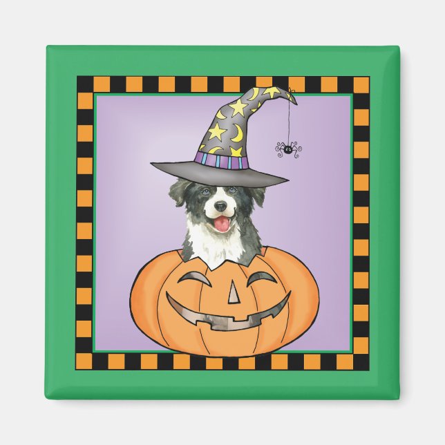 Imã Borda Collie Halloween Magnet (Frente)