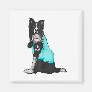 Imã Borda Collie I Love Mãe Tattoo Roupa Cachorro Mãe 