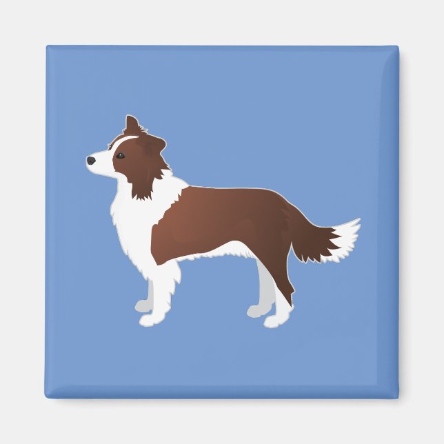 Imã Borda Collie Red Dog Breed Side View Silhouette (Frente)