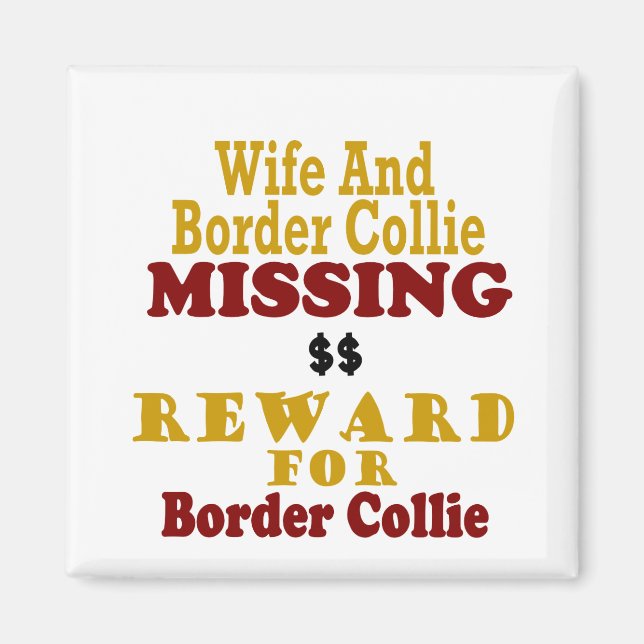 Imã Borda Collie & Wife Ausente Recompensa para Coluna (Frente)