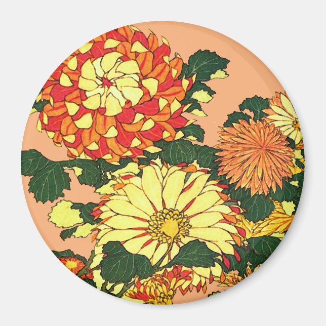 Imã Borda da Flor Japonesa, tangerina Laranja e Dourad (Frente)