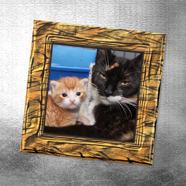 Imã Borda de Foto Listras de Tigre (Create Your Own Family Cat Photo Magnet)