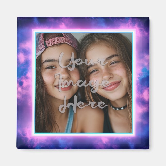 Imã Borda de Foto Neon Vaporwave, Colorida, Cuta (Frente)