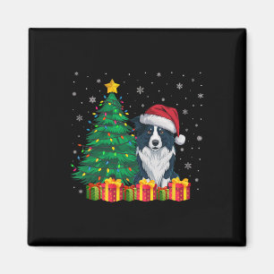 Imã Borda Feia Collie Santa Hat Cachorro das Luzes de