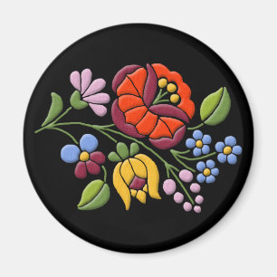 Imã Bordado de Kalocsa - Arte Folk Húngara bg.