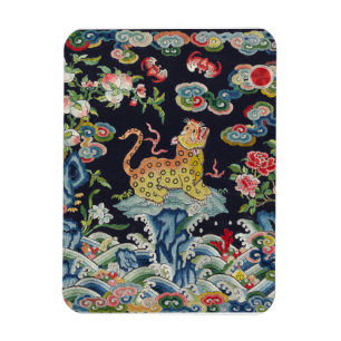 Ímã bordados antigos de flores-leopardo-de-safra